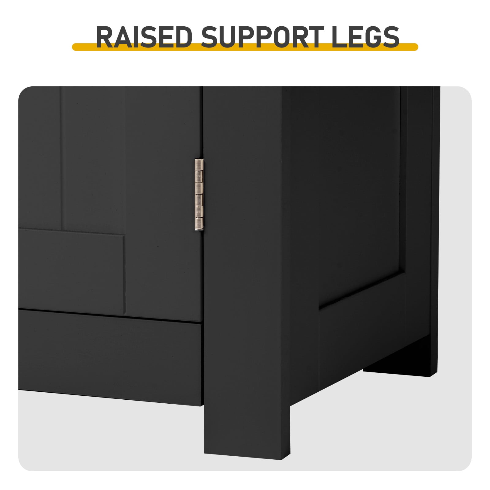 4-Door Vertical-Grain MDF Bathroom Cabinet, Black, 23.62 x 11.81 x 43.31 in