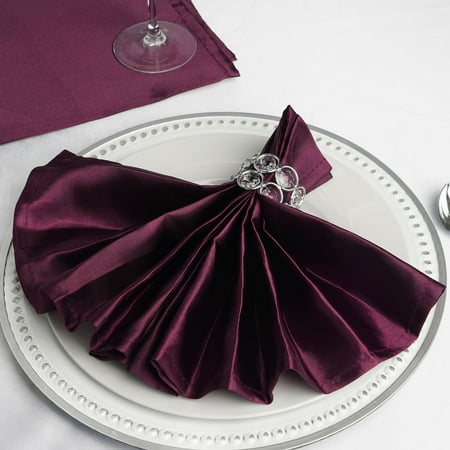 

Efavormart 25 Pack | Eggplant Seamless Satin Cloth Dinner Napkins Wrinkle Resistant | 20 x20