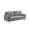 thumbnail image 4 of 65" Velvet Sofa Couch, Loveseat Sofa, Deep Seat Comfy Sofa Couches Leisure Reading Sofas Small Modern Sofa Couch for Living Room Bedroom Office Apartment, Grey, 4 of 6
