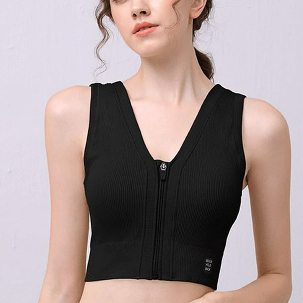 Yoga vests sports underwear women front zipper shockproof fitness