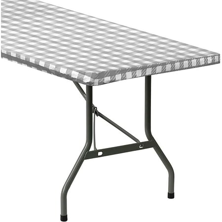 

Sorfey Fitted Picnic Table Cover Checkered Rectangle Stretchable Tablecloth Gray 36 x 96