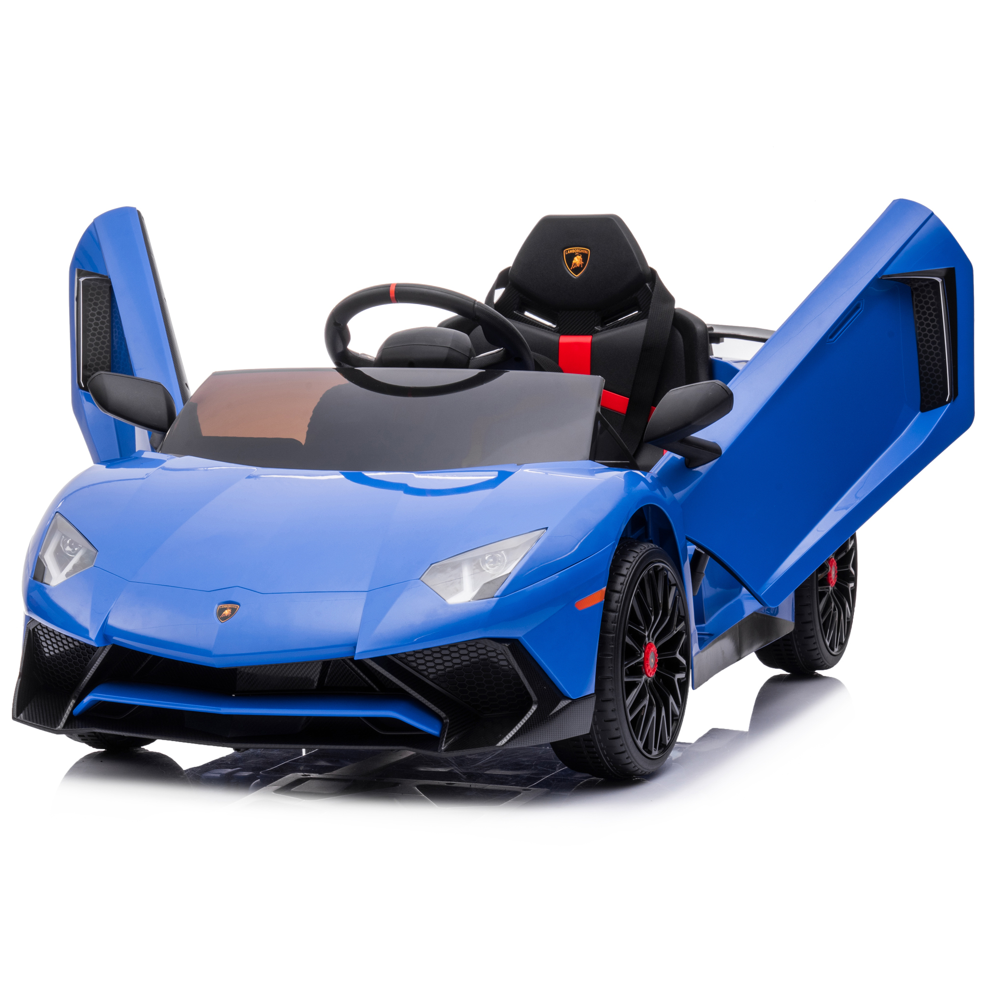 Kidzone Kids Electric Ride On 12V Licensed Lamborghini Aventador SV Battery  Powered Sports Car Toy W/ 2 Speeds, Parent Control, Sound System, LED  Headlights & Hydraulic Doors, Black 