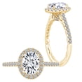 thumbnail image 2 of AFFY Oval & Round White Natural Diamond Semi Mount Halo Engagement Ring In 14k Solid Yellow Gold (I-J Color, I2-I3 Clarity, 0.42 Cttw) Ring Size-8.5, 2 of 3