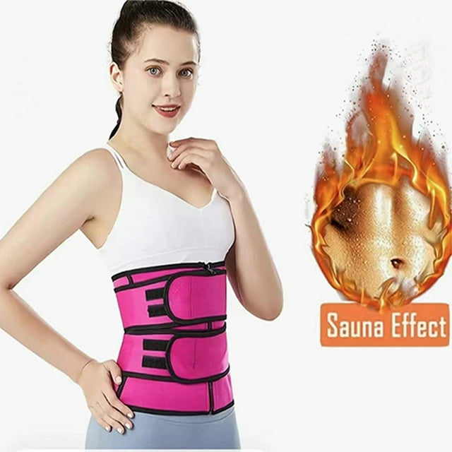 Ceinture Abdominale pour Femmes, Ceinture Gainante, Ceinture Abdominale Post-Partum, Ceinture double Ajustable, Rouge rose, Taille P