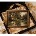 thumbnail image 4 of Vintage Carved Gold Frame Canvas Wall Art 3D Textured Retro Country Farmhouse Painting Picture Wall Decor Green Fores Lake Trees Relief Poster Print Artwork for Living Room Bedroom Home Decoration, 4 of 17