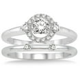 thumbnail image 2 of 0.50 Carat Elegant Flower Halo Bridal Set with Round Cut Diamond in 10k White Gold, 2 of 3