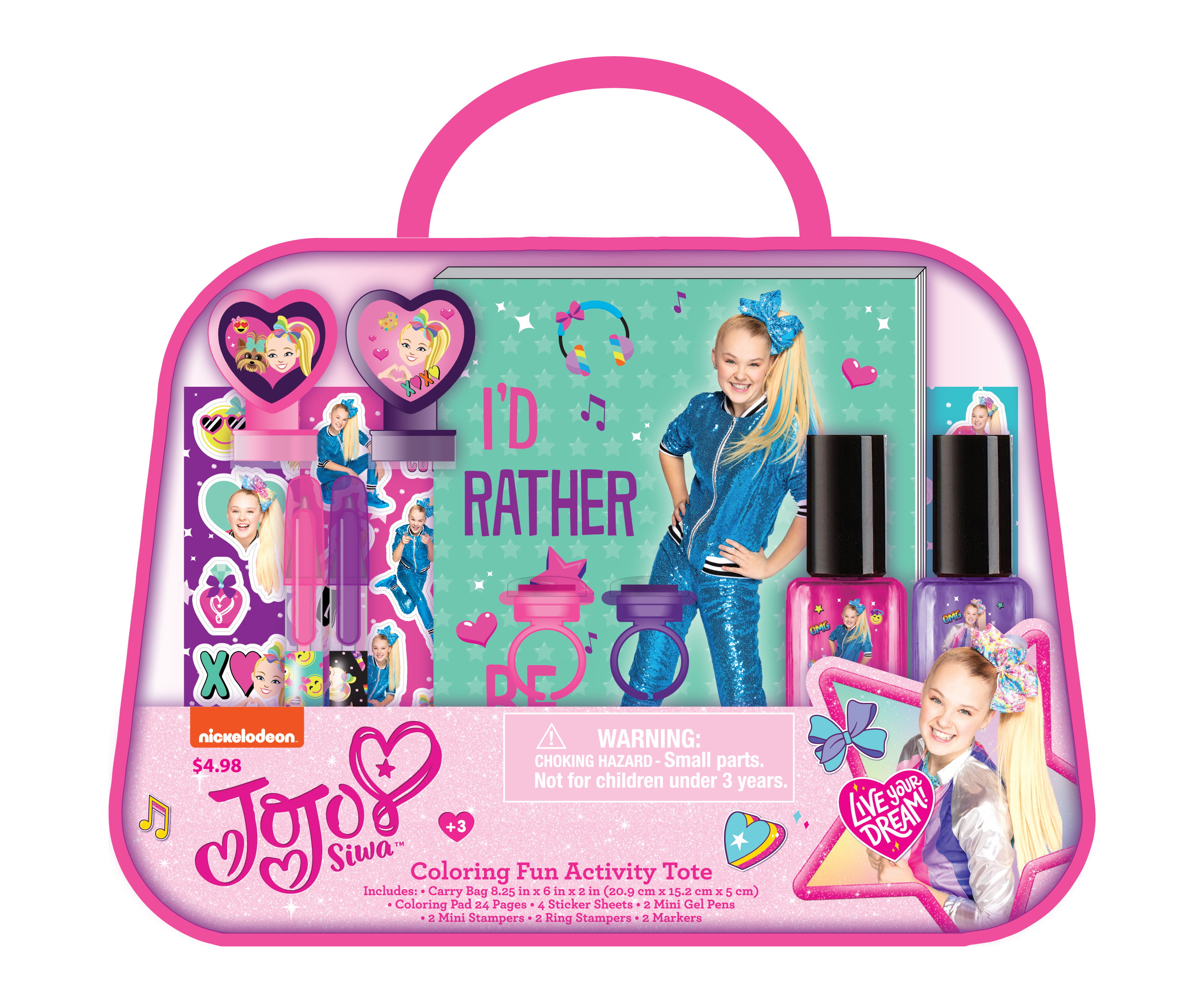 Includes Markers,Stickers,Mess Free Craft Jojo Siwa Coloring & Activity Tin Box 