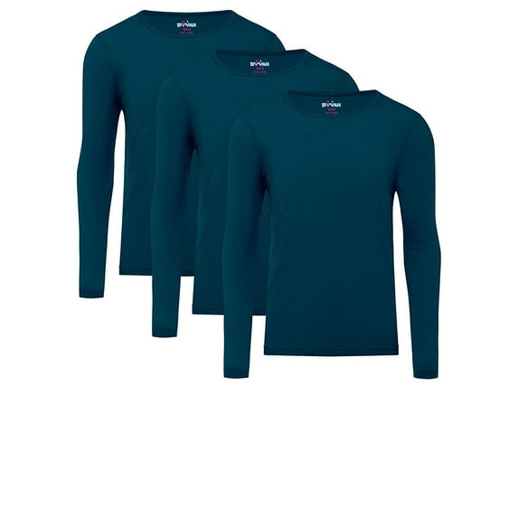 Sivvan 3 Pack Men’s Long Sleeve Underscrub Tee - Men’s Comfort T-Shirt - S85063 - CBB - 3X Caribbean Blue