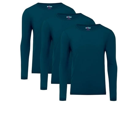 Sivvan 3 Pack Men’s Long Sleeve Underscrub Tee - Men’s Comfort T-Shirt - S85063 - CBB - 2X Caribbean Blue
