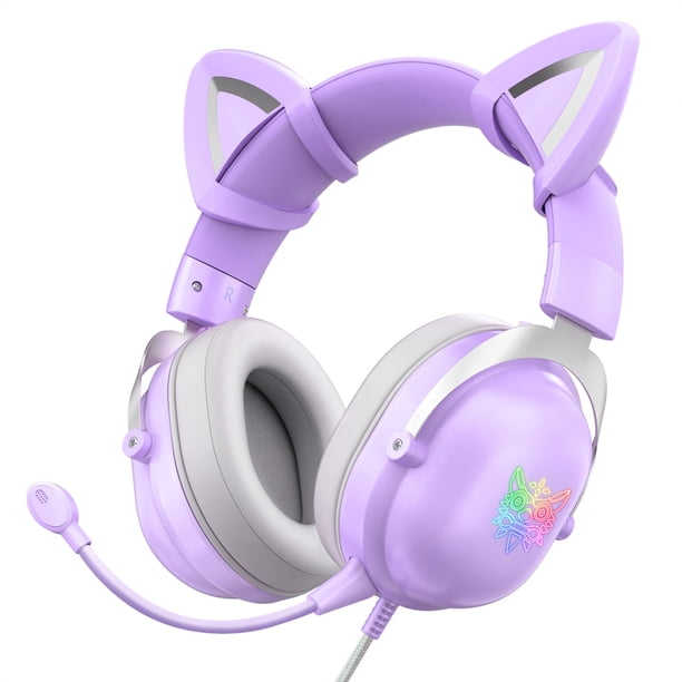 Onikuma computadora con cable auriculares auriculares auriculares 360 grados girando auriculares omnidireccional de retardo de bajo demora de escritorio accesorio púrpura Inevent EL005815-04B