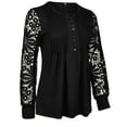 thumbnail image 5 of Dressy Tops For Women,Women Summer Trendy See Through Lace Long Long Sleeve Shirt V Neck Casual Fitted Tunic Clothes Tops,Womens Plus Size Tops(Color:Black,Size:S), 5 of 8