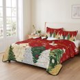 thumbnail image 2 of Quilts King Size Bedding Set, Red Christmas Lightweight Quilted Comforter, Gold Silver Green Pine Trees Snowflake Xmas Soft Reversible Bedspread Coverlet with Pillow Covers for All Season, 96" x 106", 2 of 9