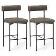 thumbnail image 1 of Costway 26" Upholstered Bar Stools Set of 2 with Padded Cushion & Backrest Footrest Gray, 1 of 9