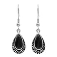 thumbnail image 2 of Womens Stainless Steel Black Stone Teardrop Dangle Earrings, 2 of 4