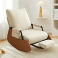 thumbnail image 3 of XUEGW Upholstered Glider Rocking Chair for Nursery, Soft Corduroy Accent Chair with Side Pocket & Adjustable High Backrest, Rocker with Footrest for Living Room Bedroom, Beige, 3 of 6
