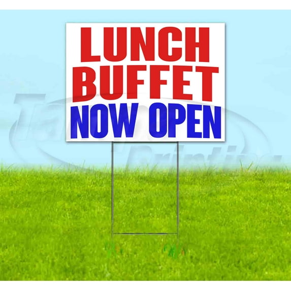 Lunch Buffet Now Open (18" x 24") Yard Sign, Includes Metal Step Stake