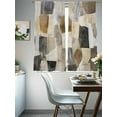 thumbnail image 4 of Black Brown Color Blocks Sheer Curtains 63 Inch Length 2 Panels Set, Abstract Geometric Art Voile Window Treatment Rod Pocket Curtains Sheers Drapes for Bedroom/Living Room/Kitchen 52x"63"x2, 4 of 7