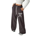 thumbnail image 2 of XEGLSBU Girls Sweatpants Baggy Girl Bow Drawstring Loose Fit Straight Leg Athletic Casual Jogger Pants for Daily Wear z260731-B-Brown Size 10-11 Years, 2 of 4