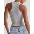 thumbnail image 6 of Womens Ribbed Square Neck Tank Tops Basic Backless Sleeveless Summer Camisole Grey M, 6 of 7