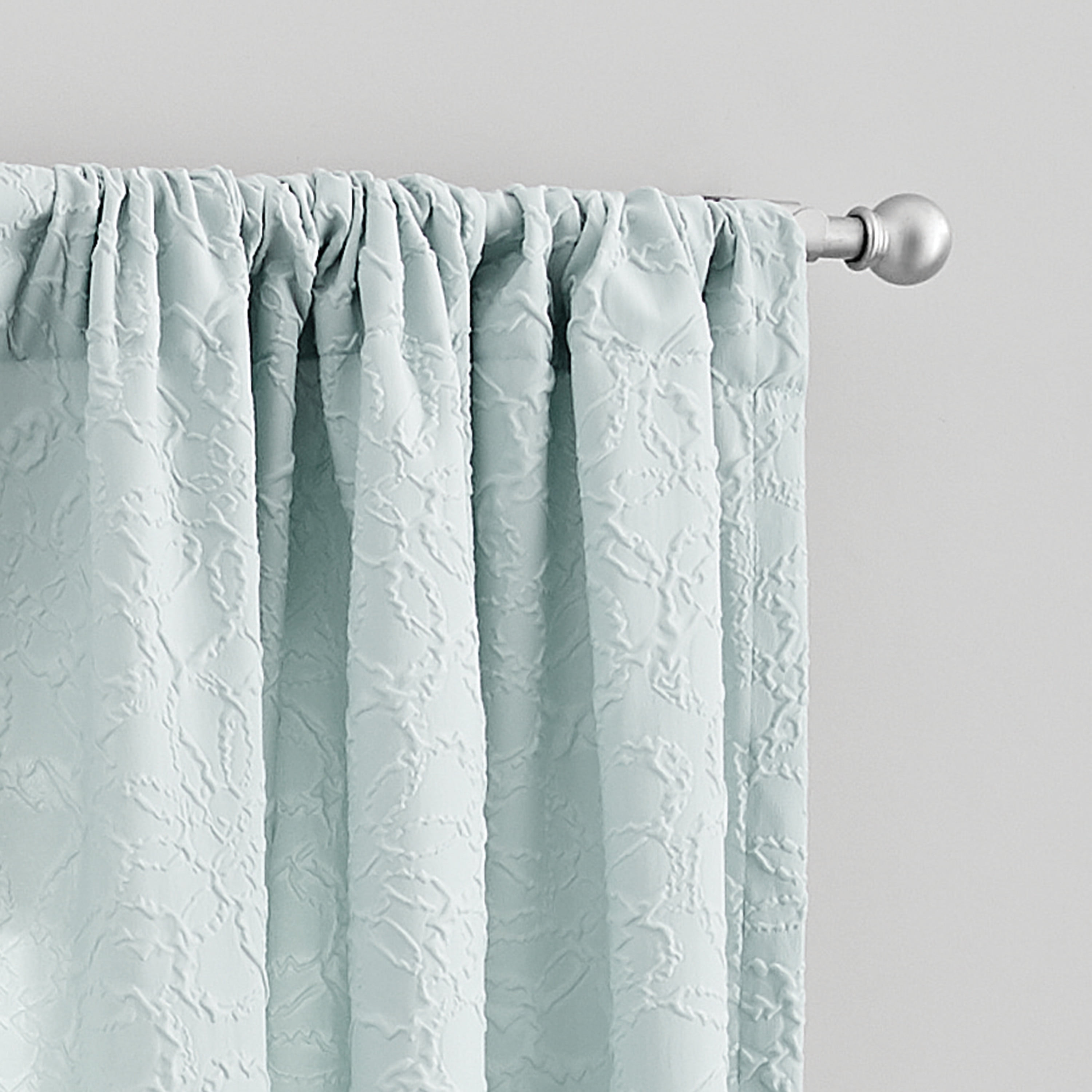 Mainstays Microsculpt Floral Rod Pocket Curtain Panels, Set of 2, Aqua, 37" W x 95" L
