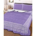 thumbnail image 2 of Quilts Twin XL Size, Purple Geometric Soft Comforter Bedding Set for Bed, White Greek Key Design Burlap Modern Art Lightweight Quilted Bedspread with Pillow Cover(2 Pieces) for All Season, 68x98 Inch, 2 of 6