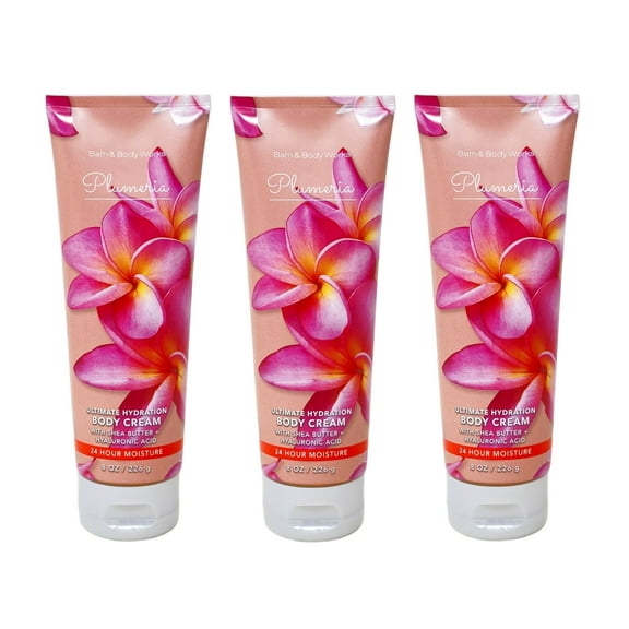 Bath and Body Works Plumeria 3 Piece Ultimate Hydration Body Cream Value Pack - 8 oz / 226 g each