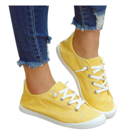 

Lyinloo Low-cut Canvas Shoes One-foot Lazy Korean Version Student Casual Flat Shoes Yellow 39