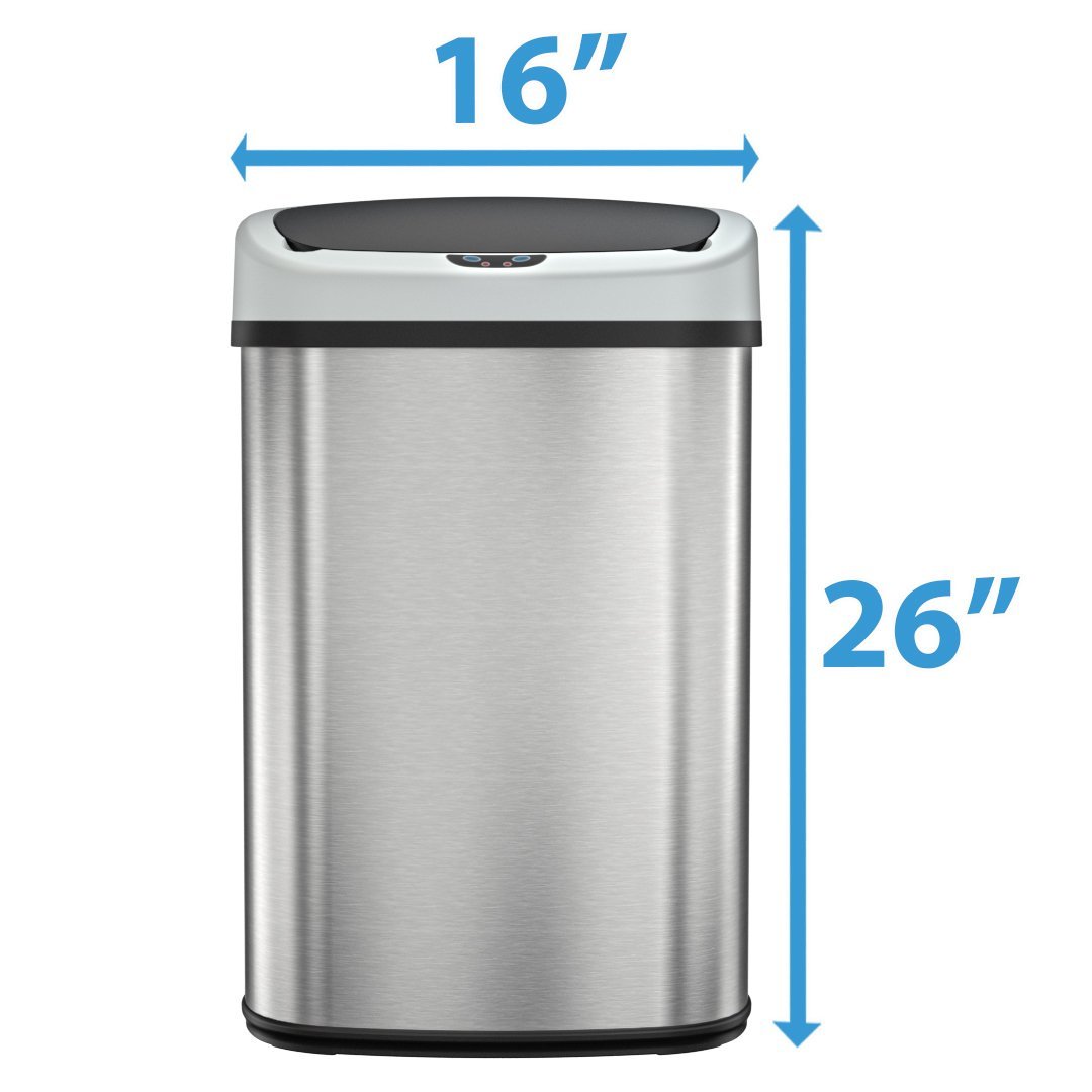 SensorCan 13 Gallon Automatic Sensor Kitchen Trash Can, Oval Shape Stainless Steel Garbage Bin - image 3 of 6