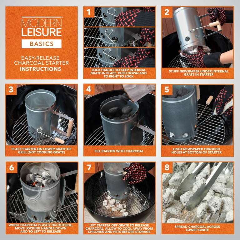 Modern Leisure® Basics Easy-Release Charcoal Starter, Steel