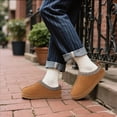 thumbnail image 3 of Litfun Genuine Suede Slippers for Women Cozy Winter House Shoes Fuzzy Memory Foam House Slippers, Chestnut, 3 of 7