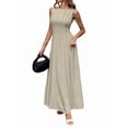 thumbnail image 3 of Womens Tank Maxi Dress Sleeveless Crew Neck Summer Folds Dresses Formal A Line Modest Party Dress Color XL, 3 of 5