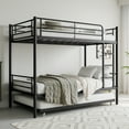 thumbnail image 2 of Gzxs Twin over Twin Size Metal Bunk Bed with Pull-Out Trundle Bed, Noise Free, Easy Assembly, Black, 2 of 8
