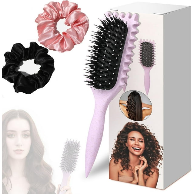 Cepillo Para Cabello Rizado Para Mujeres,Cepillo Definidor De Rizos 3D Bounce Curl,Peine para peinar el cabello rizado,Peine Desenredador con Curl Bounce,Ideal para Mujeres con Rulos/Ondas (Púrpura)