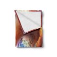 thumbnail image 2 of Space Soft Flannel Fleece Throw Blanket, Dust Cloud Nebula Stars in Solar System Scene with Planet Earth Pluto and Neptune, Cozy Plush for Indoor and Outdoor Use, 50" x 70", Orange Blue, by Ambesonne, 2 of 5