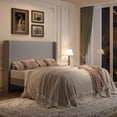 thumbnail image 2 of Amolife Queen Size Platform Bed Frame with Velvet Upholstered Wingback Headboard, Light Gray, 2 of 12