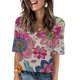 thumbnail image 2 of Camisetas Casuales de las Mujeres Impresas Manga Corta Cuello en V, Camiseta Ligera para Diario, Fiesta Y Primavera Verano, 2 of 4