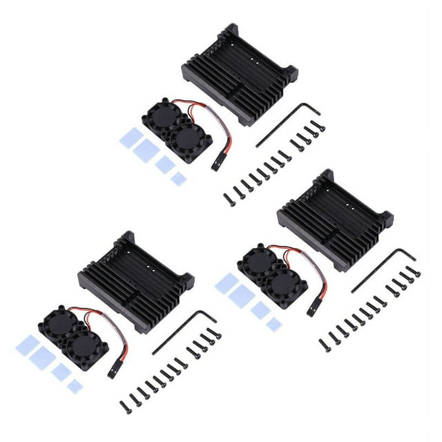 3X for Aluminum Case with Dual Cooling Fan Metal Shell Black Enclosure for Model B