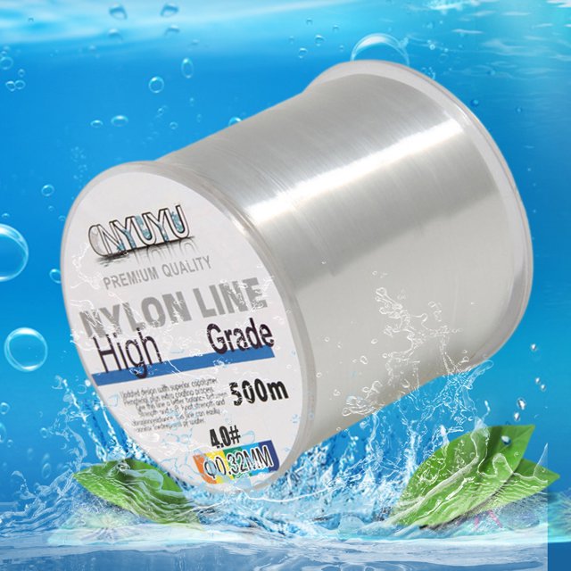 Línea de pesca trenzada de 500M línea de nailon resistente a la abrasión de 18-90LB de diámetro más pequeño (transparente 032 MM 50LB)