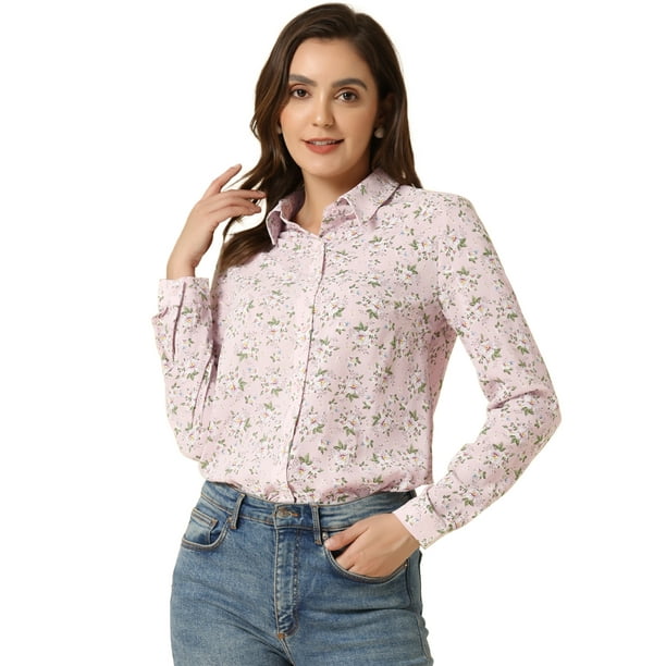 CamiFloral Con Botones Y BluDe ManLarCon Cuello En PunPaMujer Rosa1 S