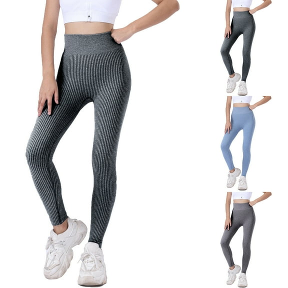 ZZwxWA Womens Ribbed Yoga Pants Tights Trendy Casual High Waist Stretch Butt Lifting Leggings Workout Gym Seamless Pants