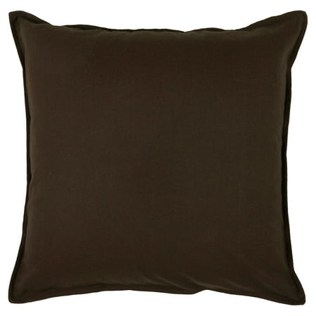Rizzy Home Solid Cotton Decorative Throw Pillow, 20" x 20", Espresso
