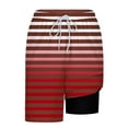 thumbnail image 6 of Fengqque Workout Shorts Men with Liner,Men's Elastic Waist Drawstring Gradient Striped Printing Loose Sports Beach Pants Red-E XL(XL), 6 of 6