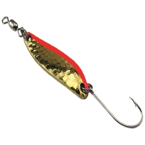 Gibbs G-1050-050HBFS Cuillère croco, 1/2 oz, 14 g, rayures de feu en laiton martelé Cuillère croco, rayures de feu