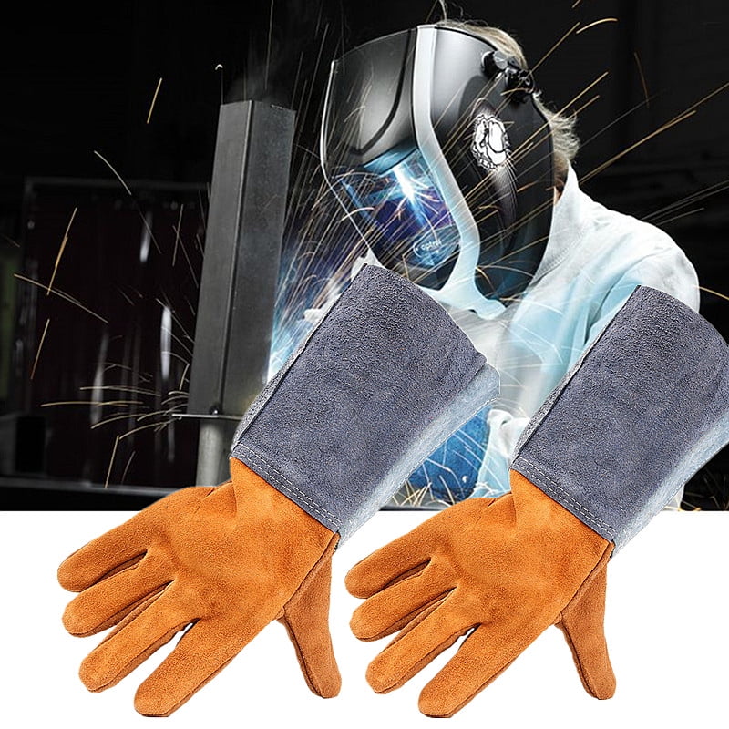 Leather Welding Finger Gloves Heat Shield Cover Hand Protective Safety Wear CA