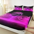 thumbnail image 3 of Manfei Boys Basketball Twin Sheet Sets, Teens Sports Twin Fitted Sheet, Pink Gradient Basketball Court Flat Sheet, Ultra Soft Home Decor 3-Piece, 3 of 7