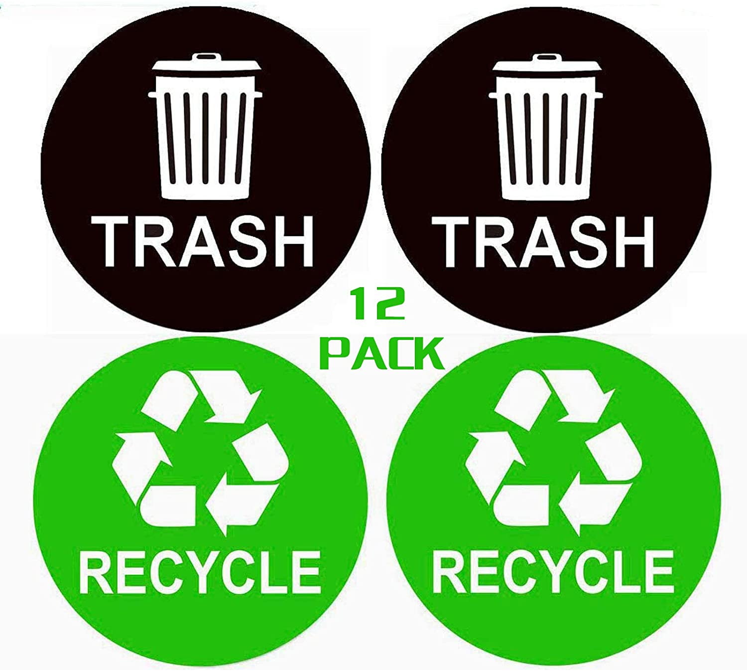 Recycle Sticker Trash Can,Recycle and Trash Logo Symbol Self Adhesive