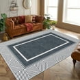thumbnail image 2 of Tzou Modern Bordered Contemporary Line Washable Area Rugs 5'x7' with Anti-Slip TPR Back, Ultra-Thin Carpet for Living Room Bedroom Dining Room(Dark Grey), 2 of 7