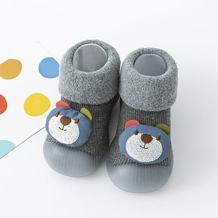 

TOWED22 Cute Shoes For Teen Girls Toddler Kids Infant Newborn Baby Boys Girls Shoes First Walkers Cute Cartoon Thickened Warm Grey