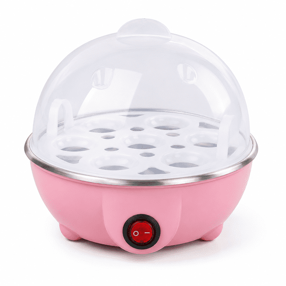 Egg Cooker,7 Eggs Capacity Electric Egg Cooker Anti Dry Burning Automatic Power Off Egg Poacher with Heating Plate Boiled Egg Cooker (Pink)