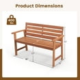 thumbnail image 3 of Costway Patio Solid Wood Bench Wood 2-Seat Chair with Slatted Seat & Inclined Backrest, 3 of 10